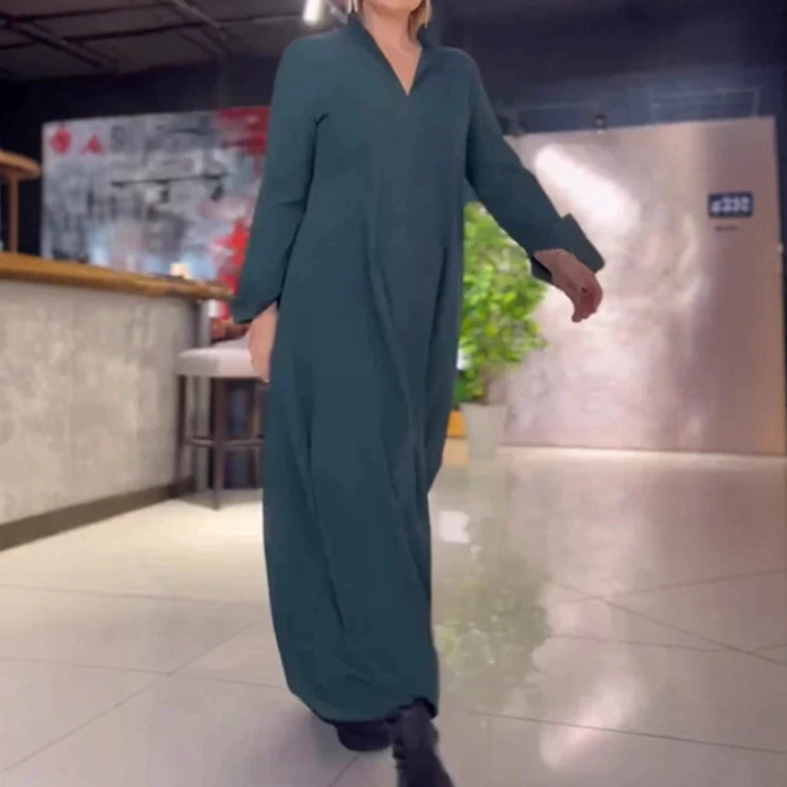 Damen Hemdblusenkleid mit praktischen Taschen und langen Ärmeln Stalluxe