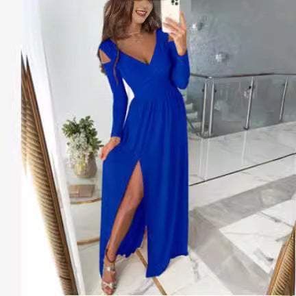 Damen Maxikleid mit eleganten Cut-Outs und hohem Schlitz Stalluxe