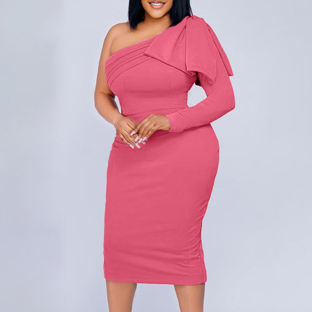 Damen figurbetontes One-Shoulder-Kleid mit Drapierung Stalluxe
