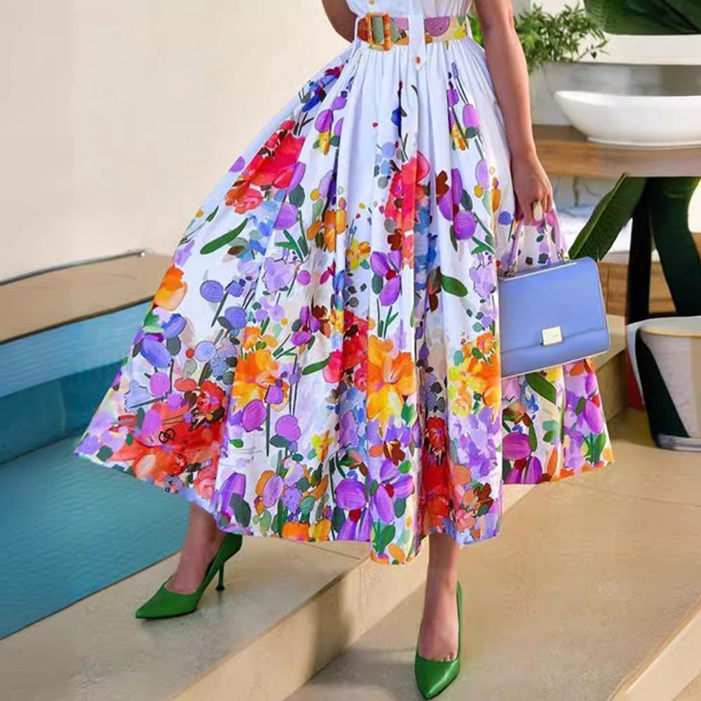 Damen Maxi-Kleid mit floralen Mustern und tailliertem Schnitt Stalluxe
