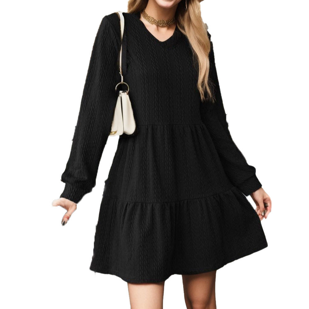 Damen Lockeres V-Ausschnitt Kleid mit Volantdetails Stalluxe