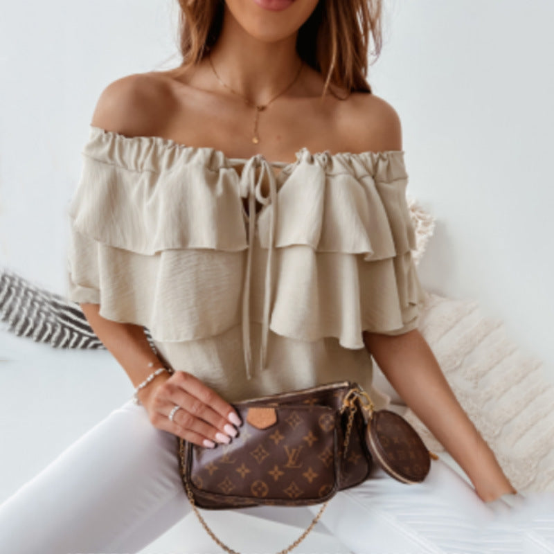 Damen Off-Shoulder Bluse mit Rüschendesign Stalluxe
