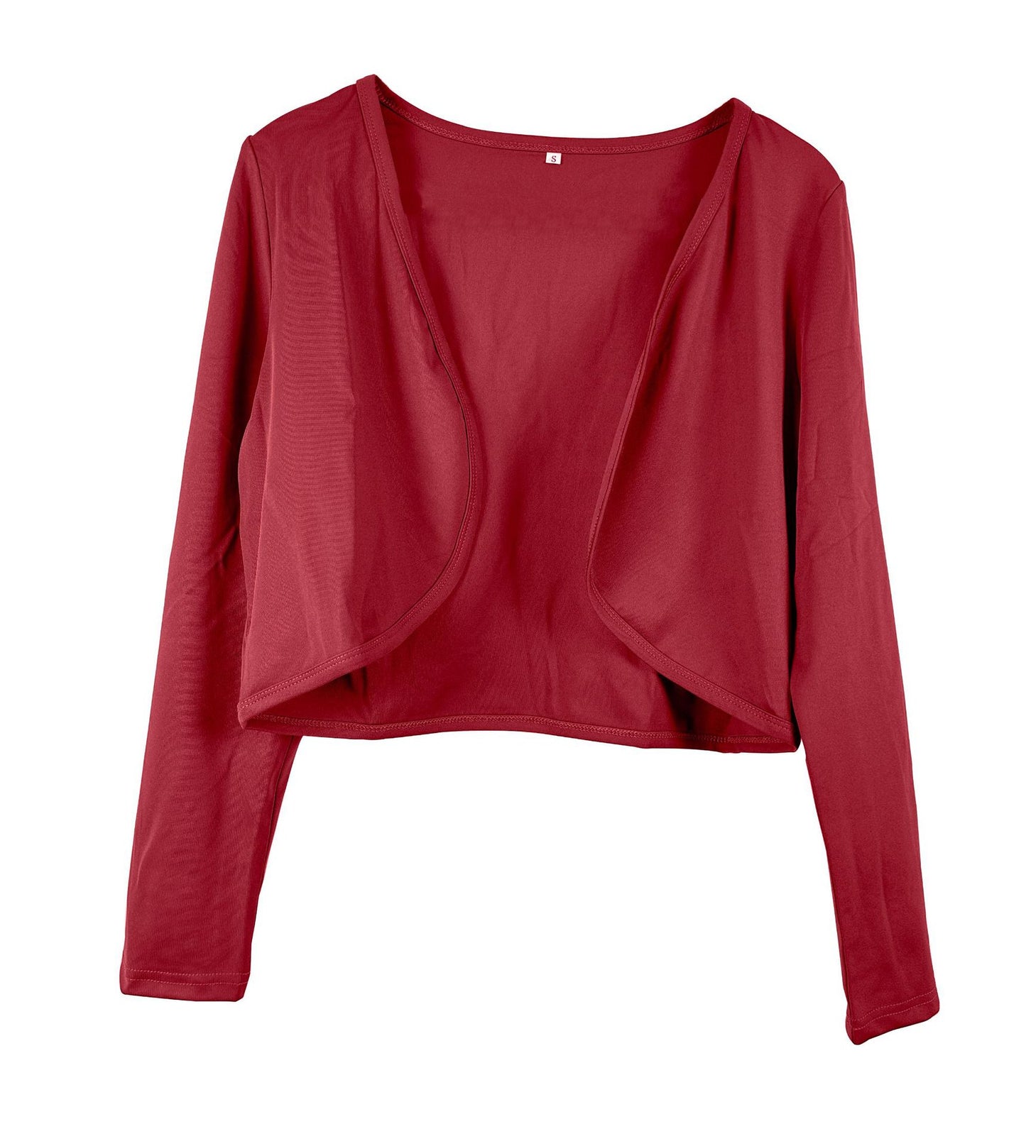 Damen kurz geschnittenes Cardigan mit offenen Schnitt und langen Ärmeln Stalluxe Rot