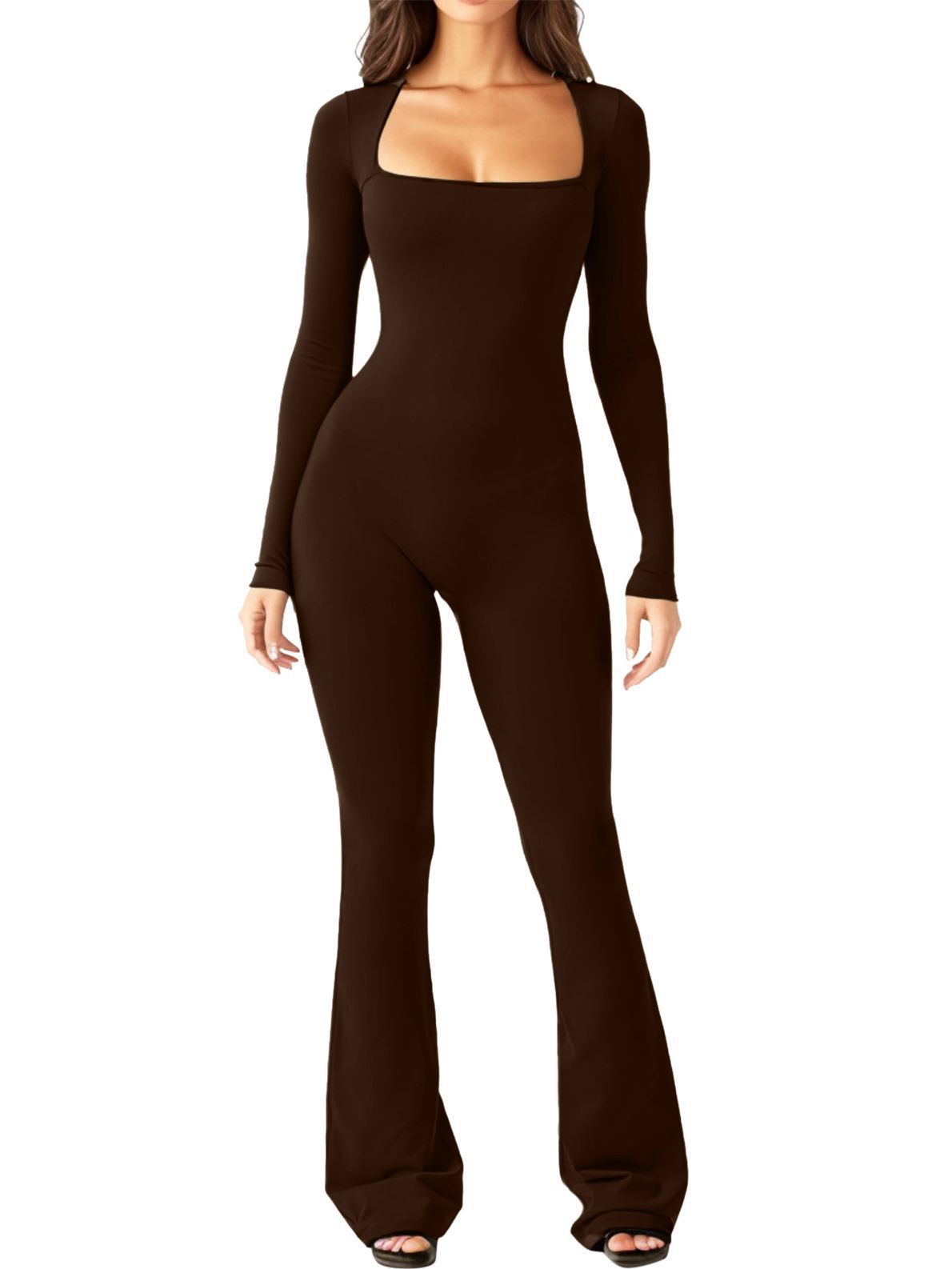 Damen Eleganter Jumpsuit mit langem Arm und figurbetontem Schnitt Stalluxe