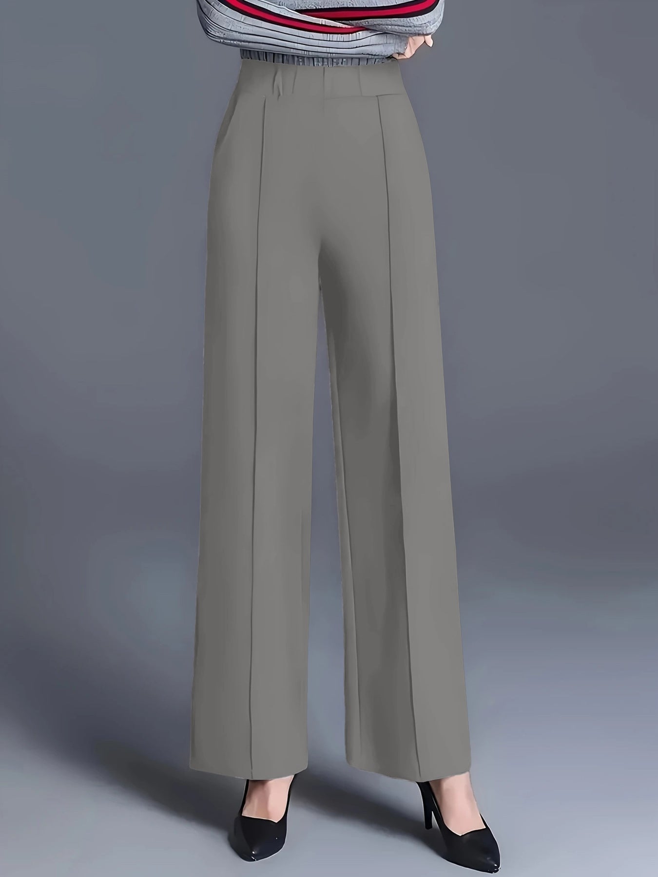 Damen elegante Hochbundhose mit Faltenwurf und dehnbarem Bund Stalluxe