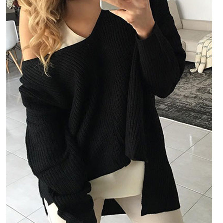 Damen Grobstrickpullover mit V-Ausschnitt und lässigem Schnitt Stalluxe