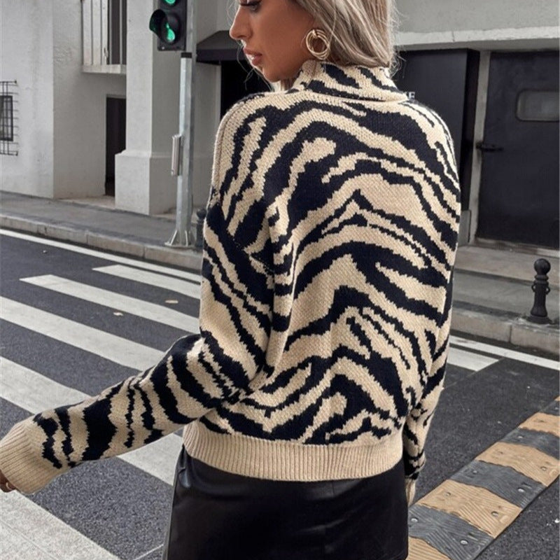Damen modischer Pullover mit Zebramuster Stalluxe