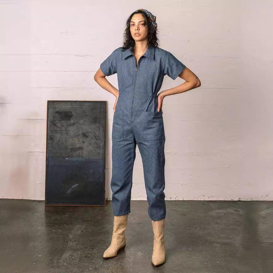 Damen legerer Jumpsuit mit praktischen Taschen und Reißverschluss Stalluxe