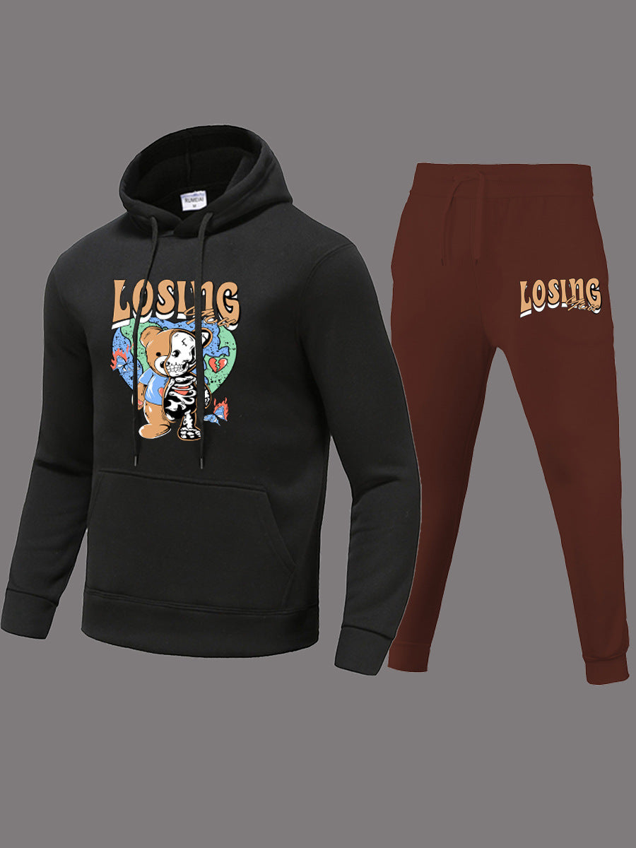 Damen Hoodie und Jogginghose Set mit kreativem Bärenmotiv und modernem Schnitt Stalluxe