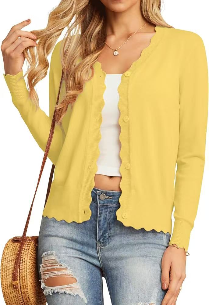 Damen elegante Strickjacke mit gewelltem Saum Stalluxe
