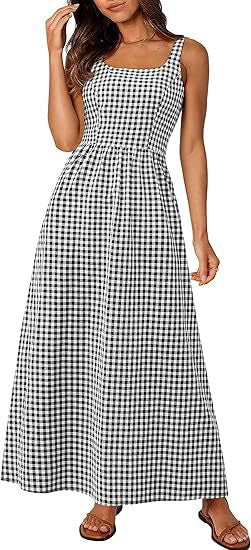 Damen MAXIKLEID mit Karomuster und schmalen Trägern Stalluxe