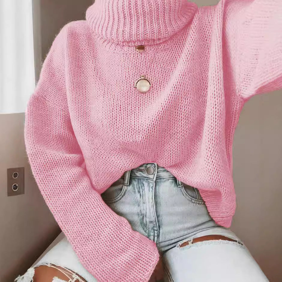 Damen Strickpullover mit hohem Kragen und lässigem Schnitt Stalluxe