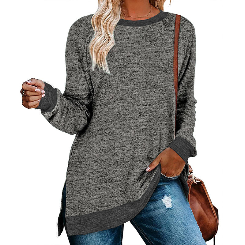 Damen lässiges Oversized Langarmshirt mit abgesetztem Saum Stalluxe