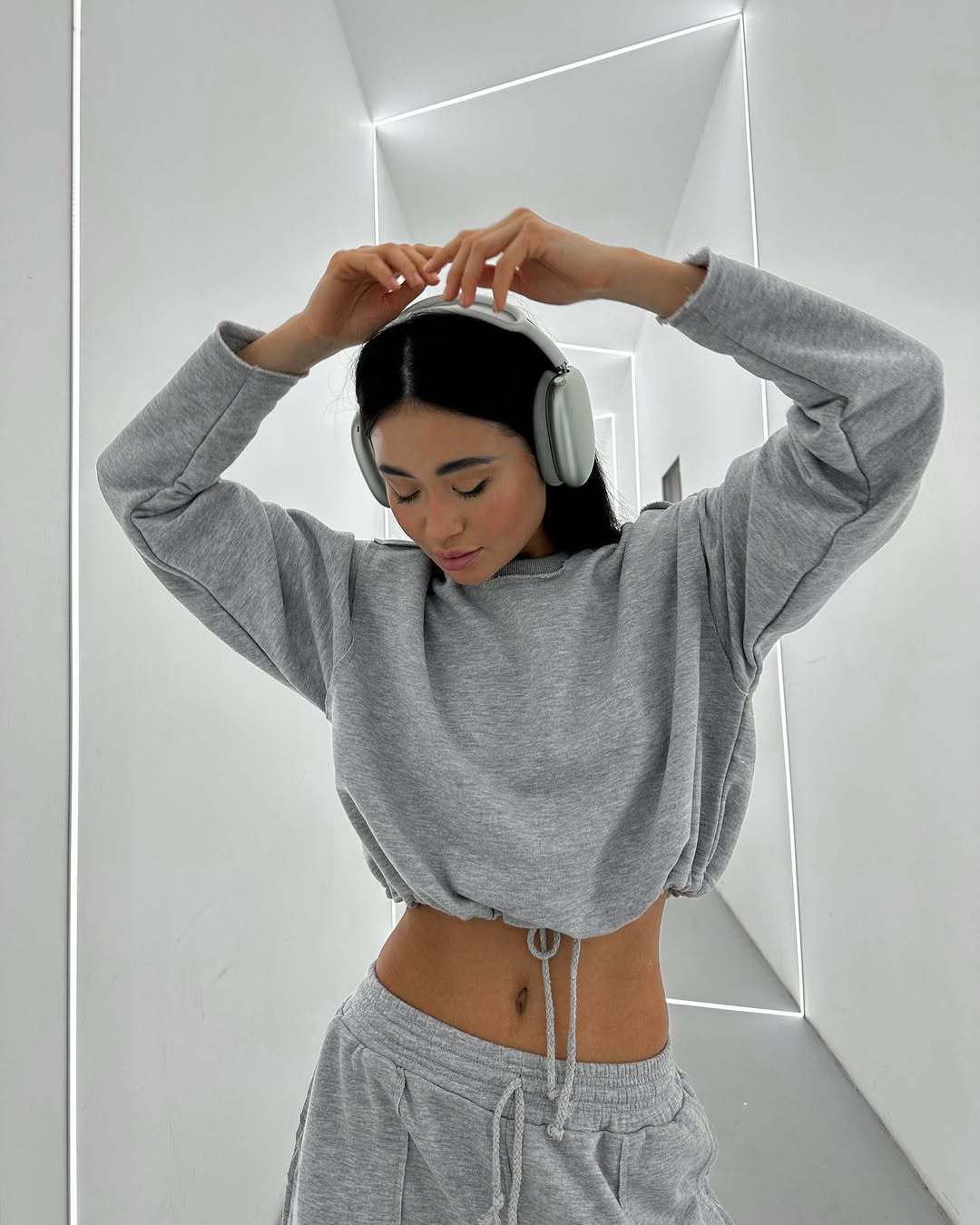 Damen cropped Sweatshirt mit verstellbarem Bund Stalluxe