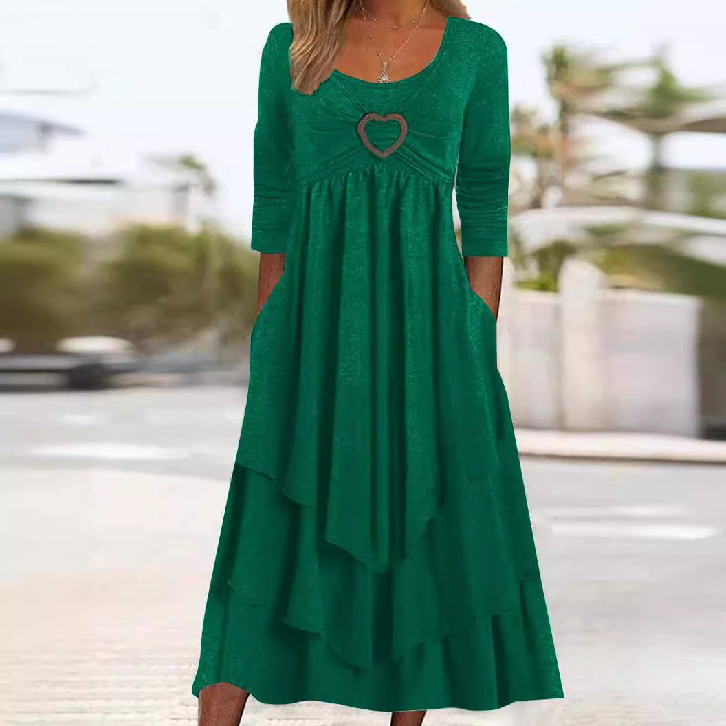 Damen lässiges Maxikleid mit bezauberndem Herzdetail und praktischen Taschen Stalluxe
