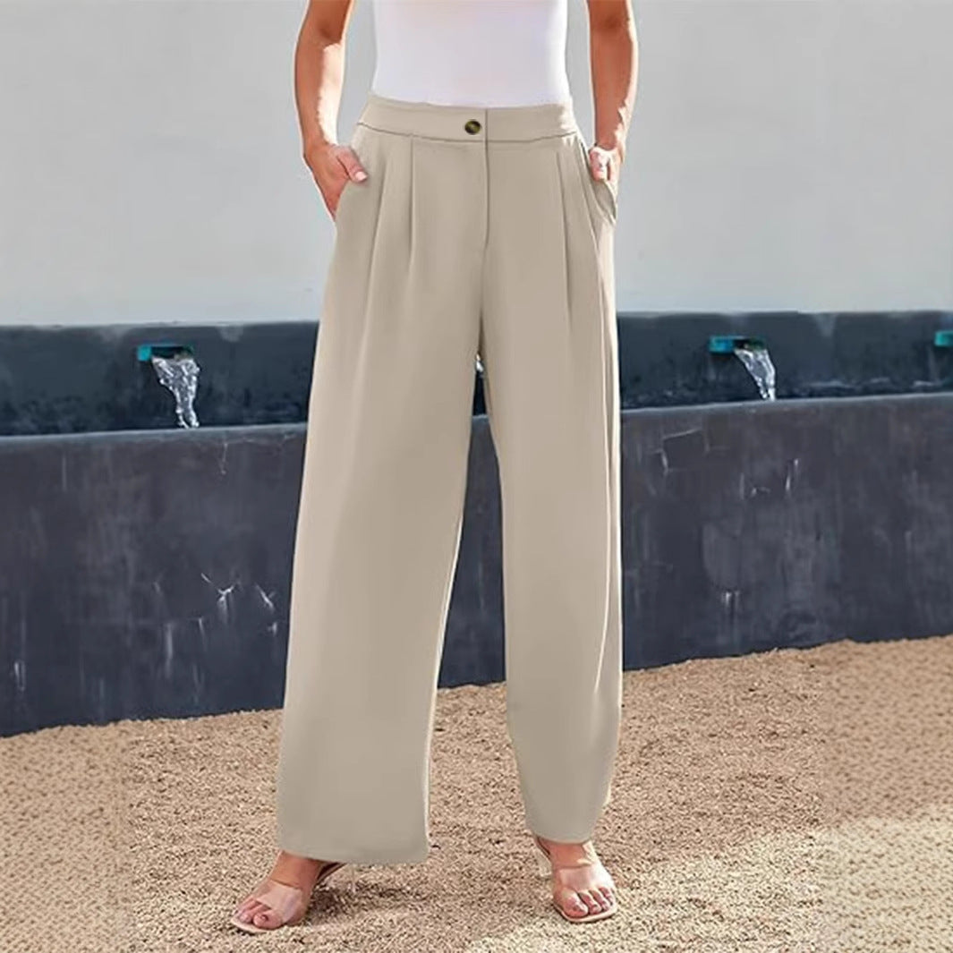 Damen Elegante und lockere High-Waist-Hose mit praktischen Taschen Stalluxe
