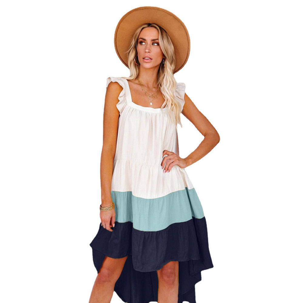 Damen Rüschenshirt Farbblock Midi Kleid Stalluxe