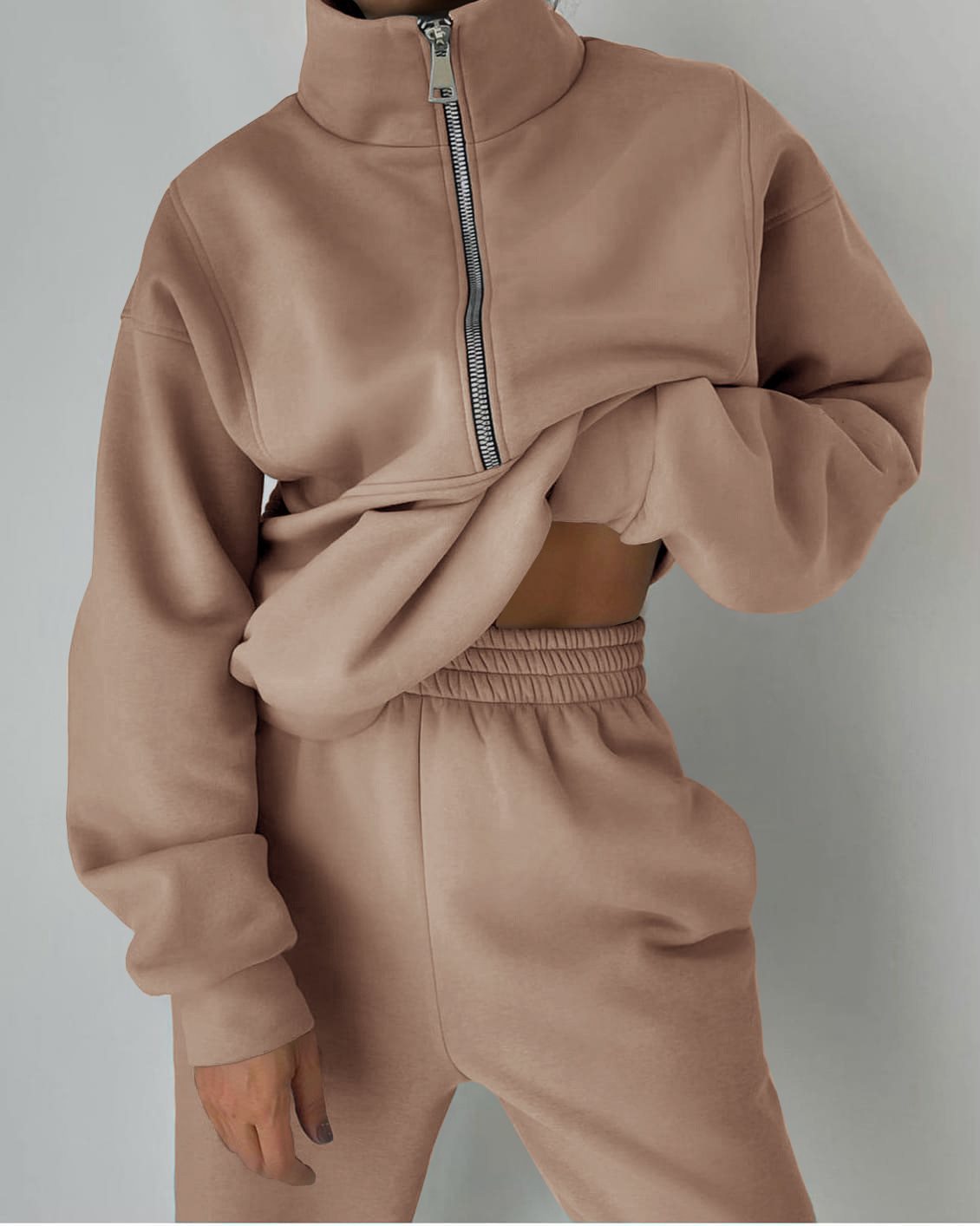 Damen Hochwertiger Zip-Pullover mit hohem Kragen und weicher Innenseite Stalluxe