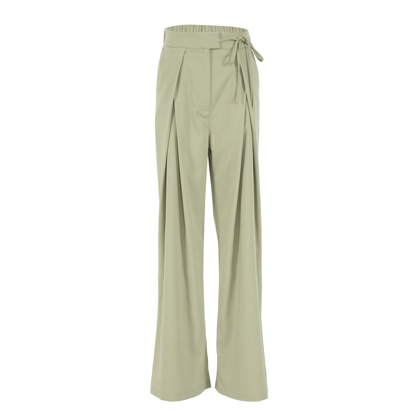Damen Weite, hoch taillierte Stoffhose mit Bundfalten und Gürteldetail Stalluxe