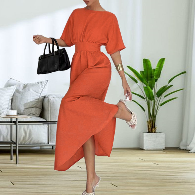 Damen Elegantessent Midi-Kleid mit tiefem Rückenausschnitt und Schleifenbändchen Stalluxe