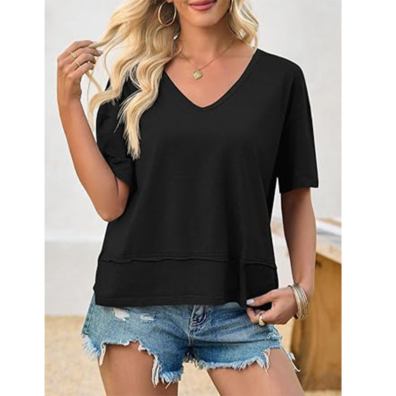 Women's Casual V-Neck Oversized Tee Stalluxe