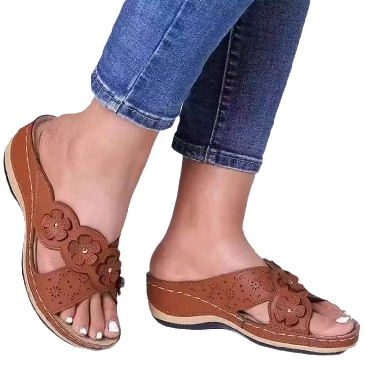 Damen Komfortable Blumensandaletten mit anatomischem Fußbett Stalluxe