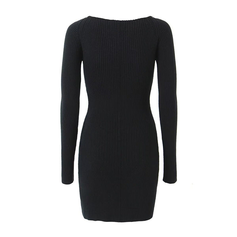 Damen figurbetontes Rippkleid mit Cut-Out-Details und langen Ärmeln Stalluxe