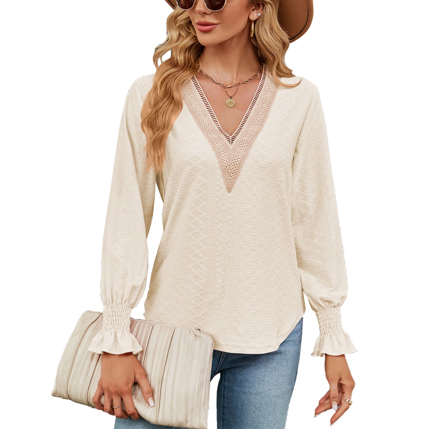 Damen Luftiges Blusenshirt mit feinem Strukturdesign Stalluxe