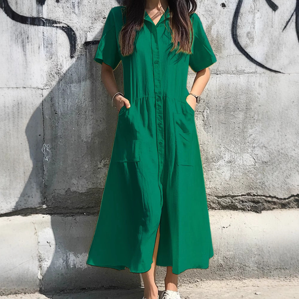 Damen Hemdkleid mit Knopfdetails und praktischen Taschen Stalluxe