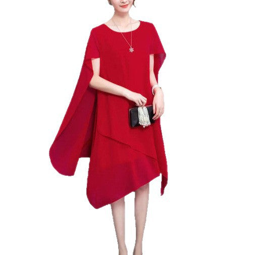 Damen asymmetrisches Chiffonkleid mit fließendem Schnitt Stalluxe