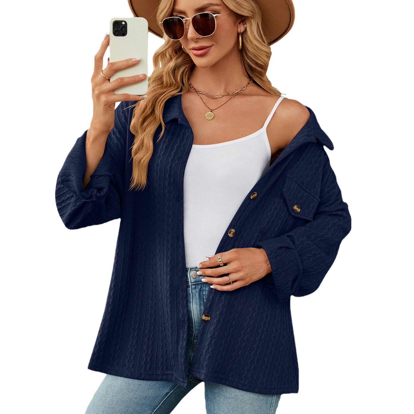 Damen Übergröße Hemdjacke mit strukturiertem Muster Stalluxe