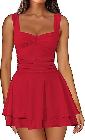 Damen Skaterkleid mit gerafftem Oberteil und ausgestelltem Rock Stalluxe
