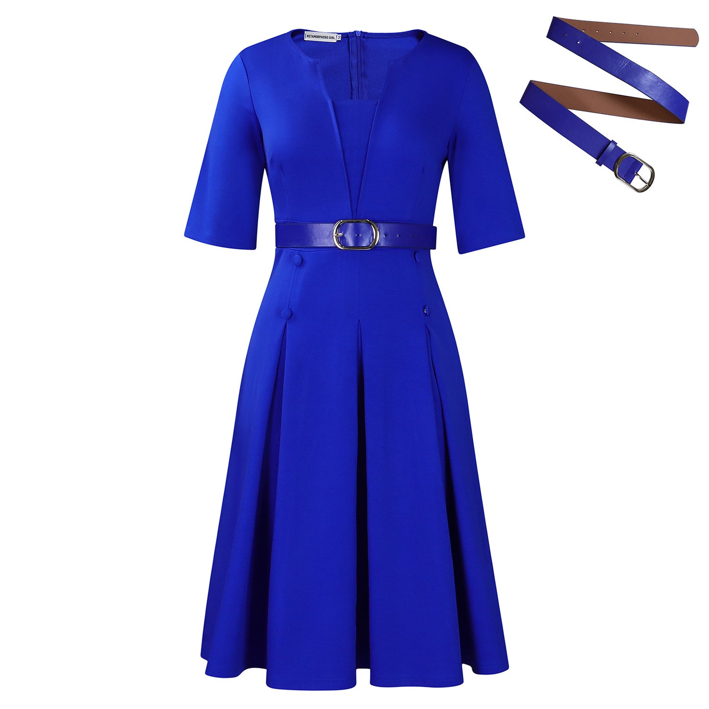 Damen Trägerloses A-Linien-Kleid mit Gürtel und eleganter Taillierung Stalluxe