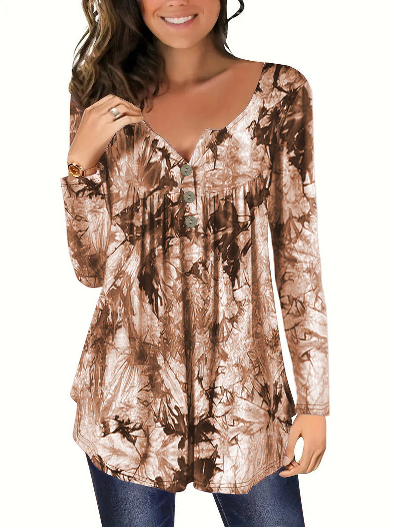 Damen lange Bluse mit Knopfleiste und elegantem Faltenwurf Stalluxe