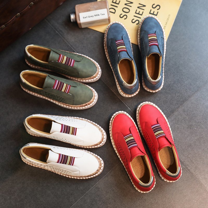 Damen Atmungsaktive Slip-On Sneakers mit elastischem Riemen und modischem Korkdesign Stalluxe