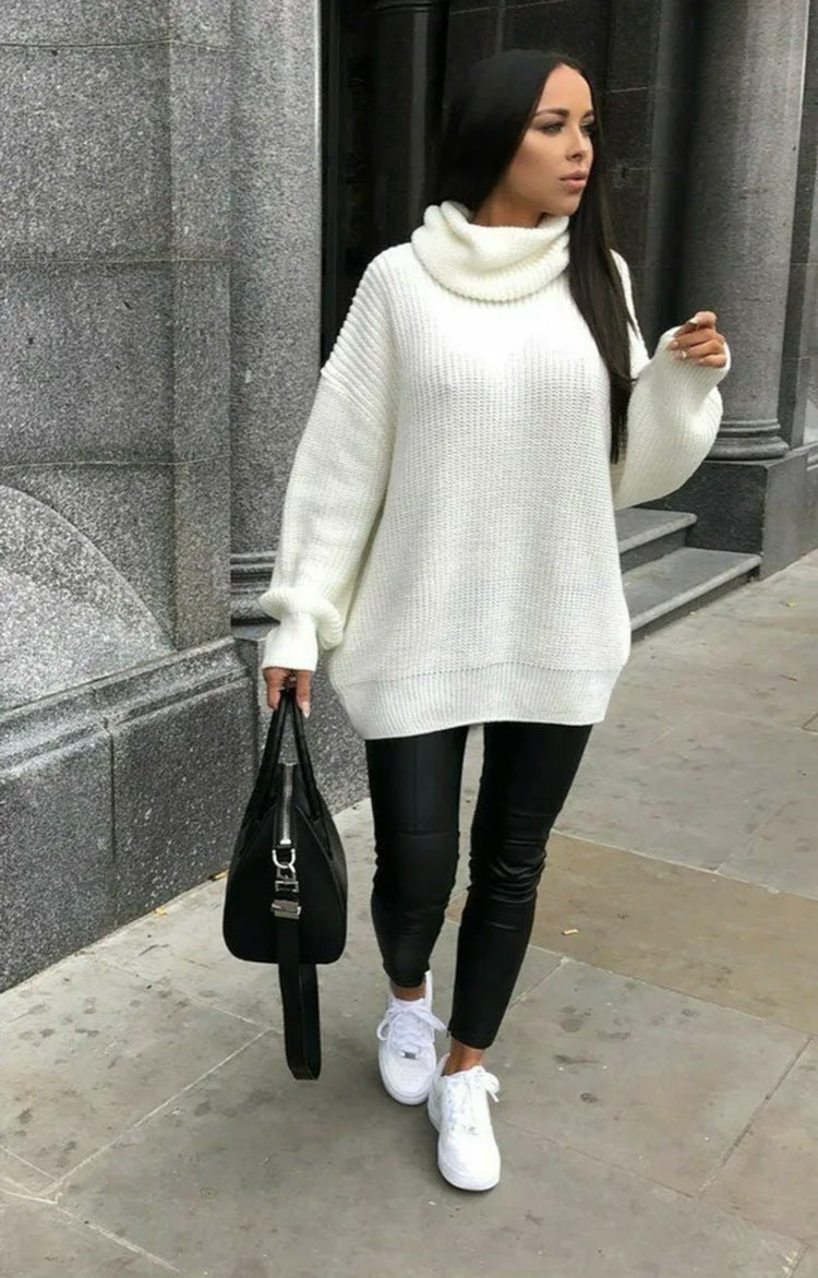 Damen Oversized-Strickpullover mit hohem Kragen und lässigem Schnitt Stalluxe