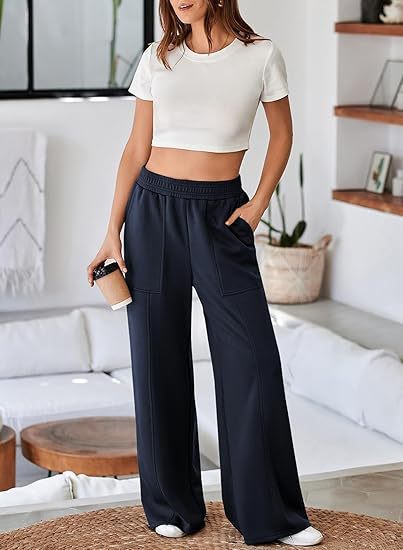 Damen Weite Sporthose mit elastischem Bund und praktischen Seitentaschen Stalluxe
