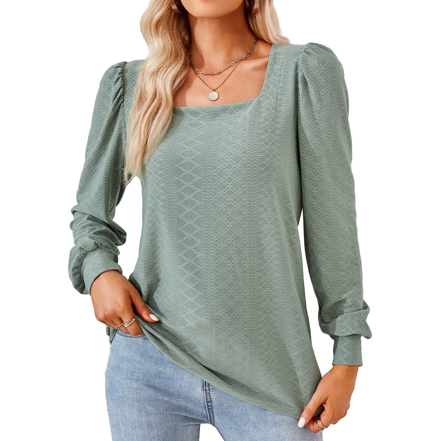 Damen Leichtes Blusenshirt mit eleganten Puffärmeln und strukturiertem Design Stalluxe