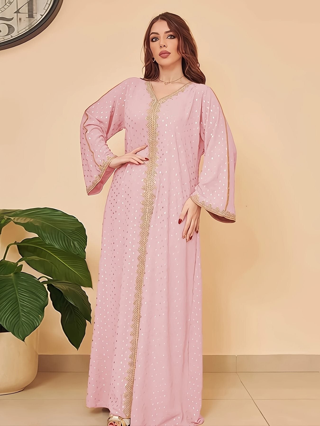 Damen Kaftankleid mit elegantem Stickdesign und weitem Schnitt Stalluxe