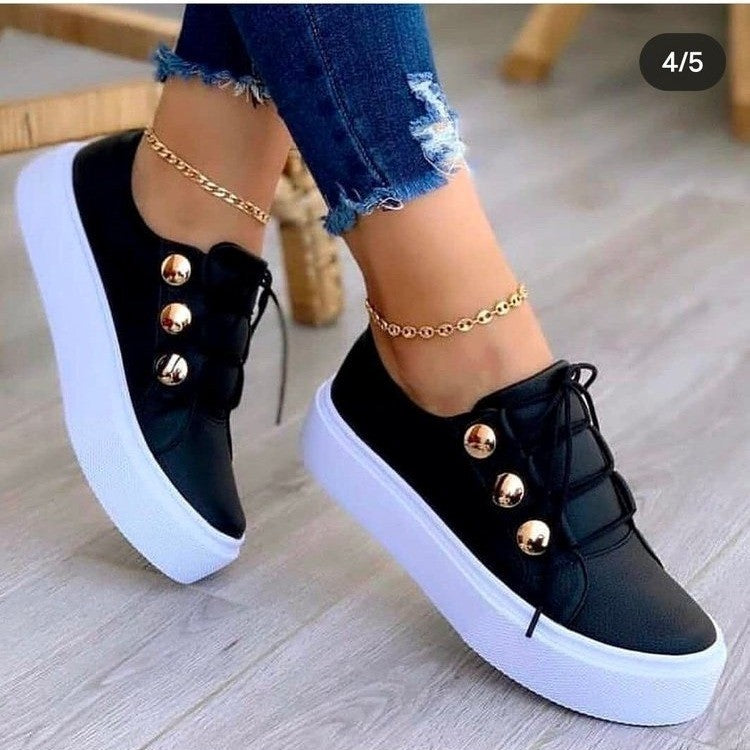 Damen Modische Plateau-Sneaker mit glamourösen Metallic-Details Stalluxe