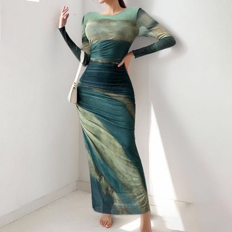 Damen elegantes Maxikleid mit innovativem Farbverlauf Stalluxe