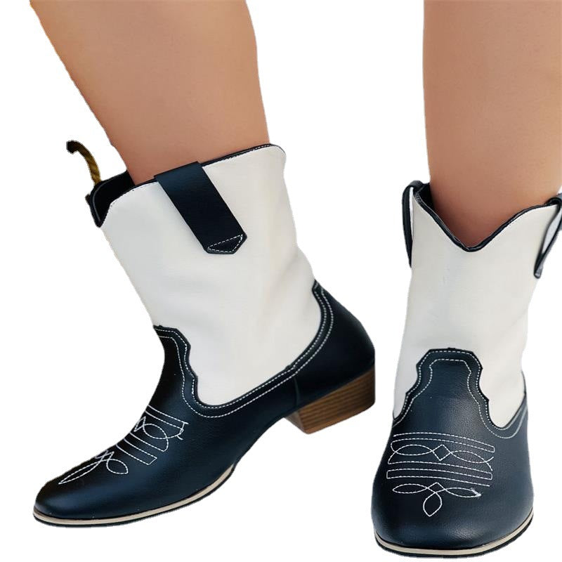 Damen Cowboy-Stiefel mit detailreicher Stickerei und modischem Schnitt Stalluxe
