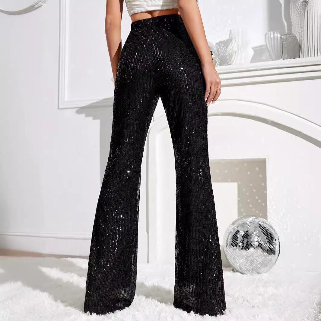 Damen Elegante Hochwasserhose mit Glitzer-Details Stalluxe