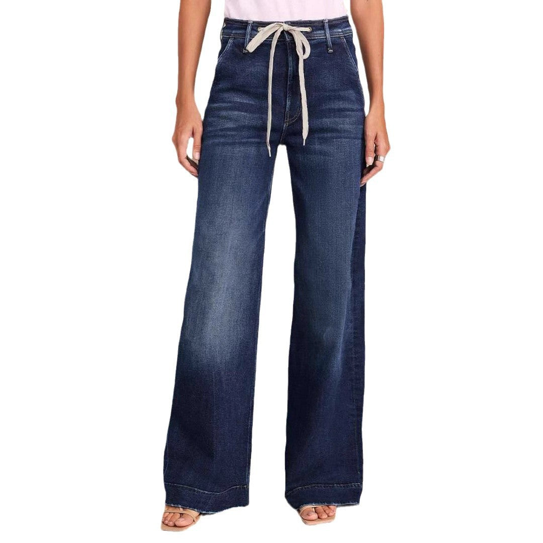 Damen Weit geschnittene Jeans mit lässigem Kordelzug und hohem Bund Stalluxe