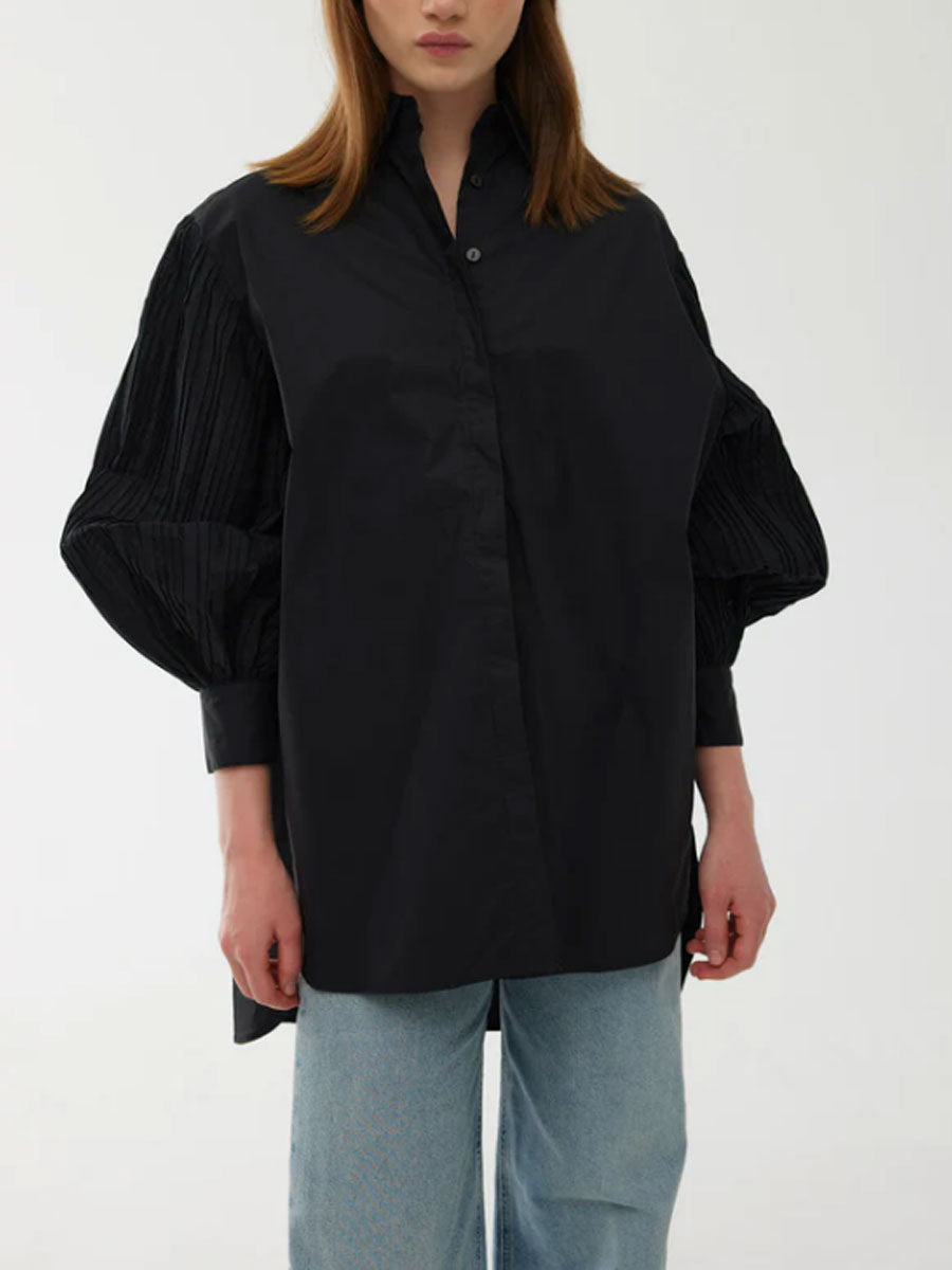 Damen Oversized Hemdbluse mit innovativen Rüschendetails Stalluxe