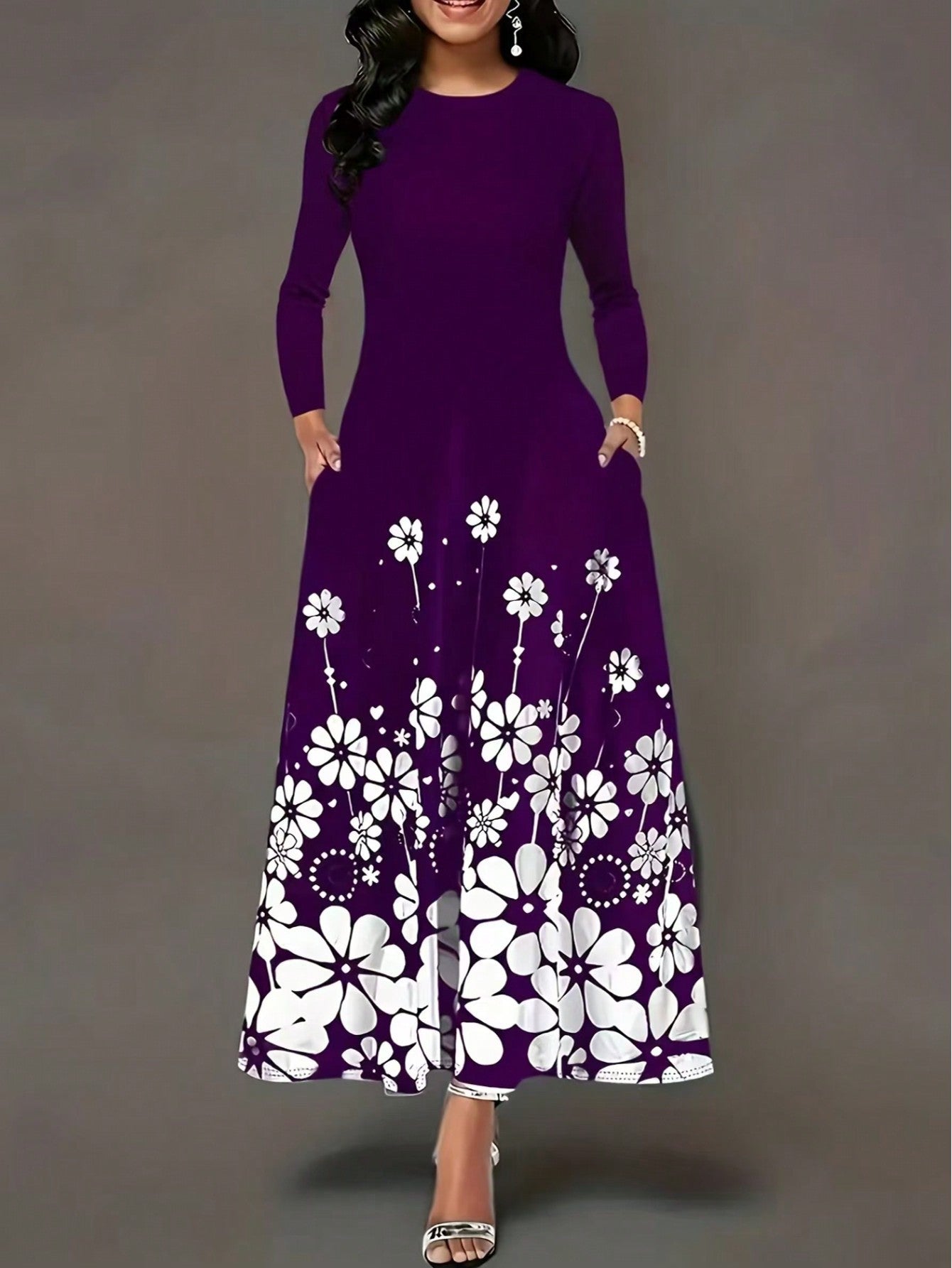 Damen Maxikleid mit floralem Design und praktischen Seitentaschen Stalluxe