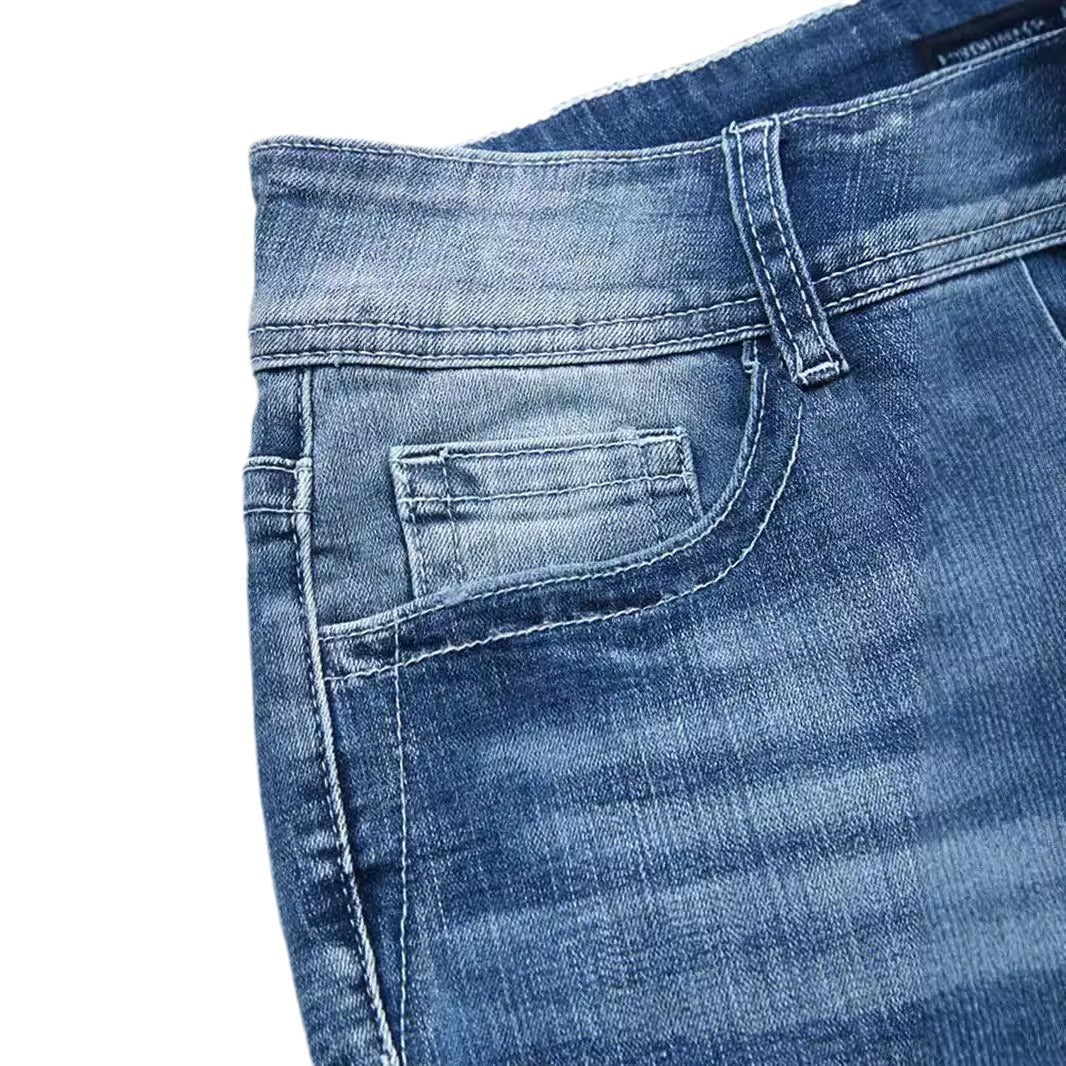 Damen Bootcut Jeans mit trendigem Used-Look und verzierten Taschen Stalluxe