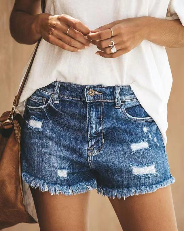 Damen Jeanshotpants im lässigen Destroyed-Look mit Fransen Stalluxe