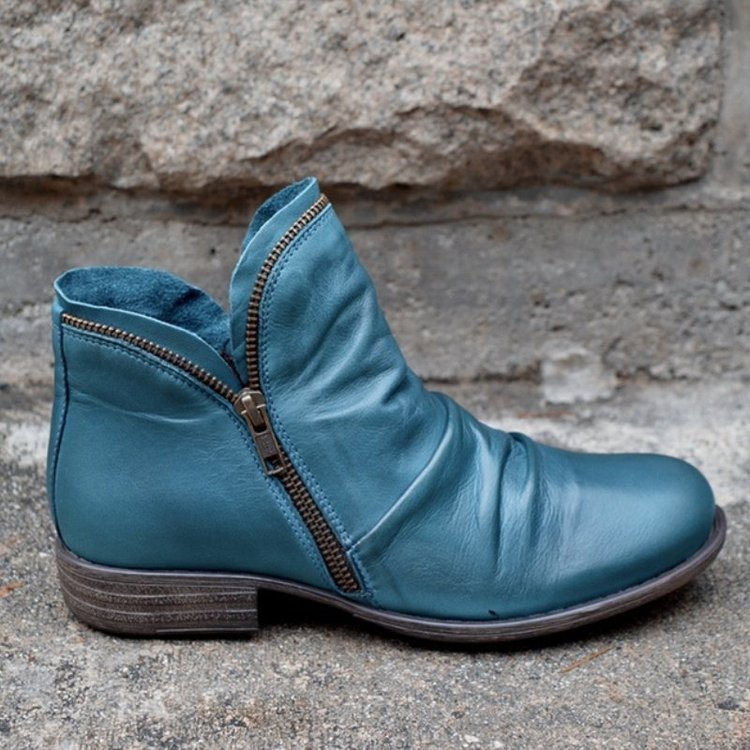 Damen modische Stiefeletten mit asymmetrischem Reißverschluss Stalluxe