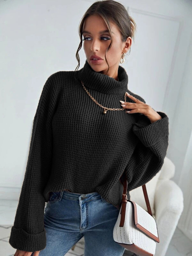 Damen Hochwertiger Strickpullover mit hohem Kragen und strukturiertem Design Stalluxe